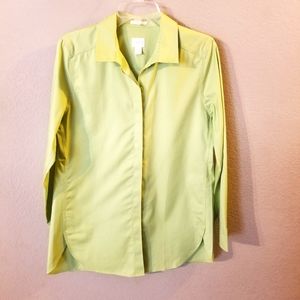 Chico's Women's Green Long Sleeve Button Up Dress Shirt No Iron Chico Size 0 (4)